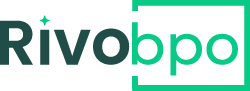 Rivo bpo logo: "Rivo" in bold dark green letters, followed by "bpo" in light green inside an open green rectangular frame.